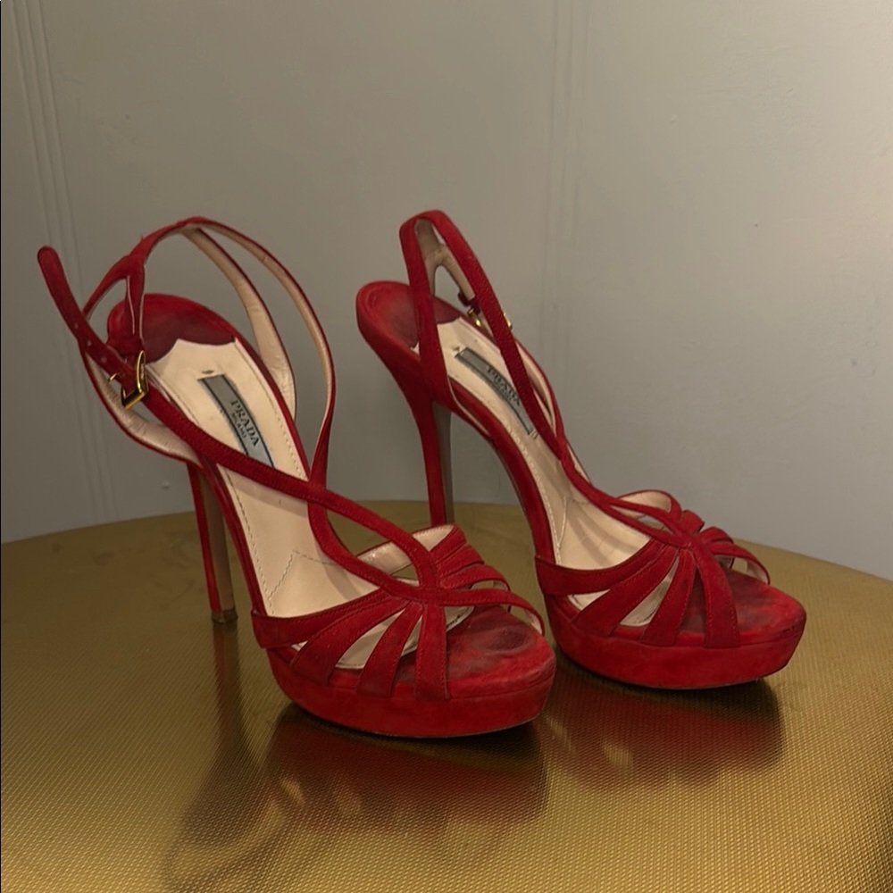 Prada Red Suede Stilettos
